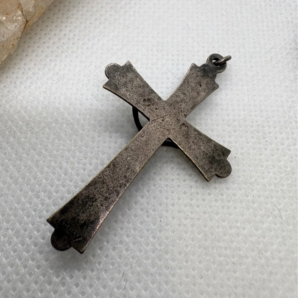 Vintage Sterling Silver Crucifix Pendant Italy 3.10g Religious Cross Medal